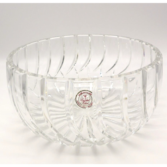 Crystal Clear Fruit Serving Bowl Radiance Handcut 24% Lead Crystal Poland VTG - Picture 1 of 6